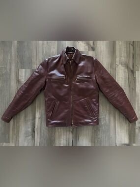 Vintage Walter Dyer Motorcycle Jacket Whiskey Brown Cafe Racer 21” X 25” Mens 36